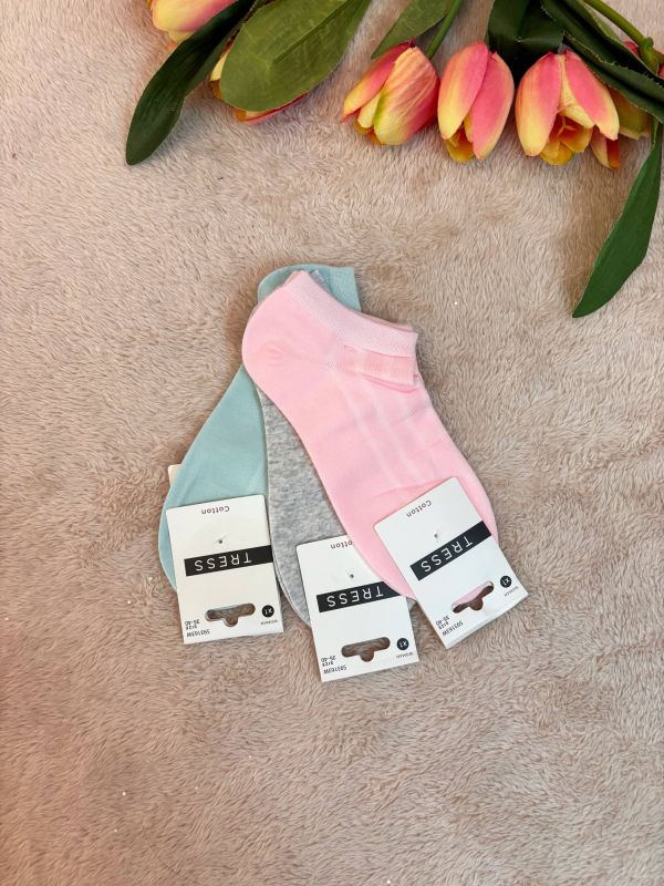 3 Paires Chaussettes Fantaisie Femme Sincère – Rose/gris – Coton Bio – Taille 37/41
