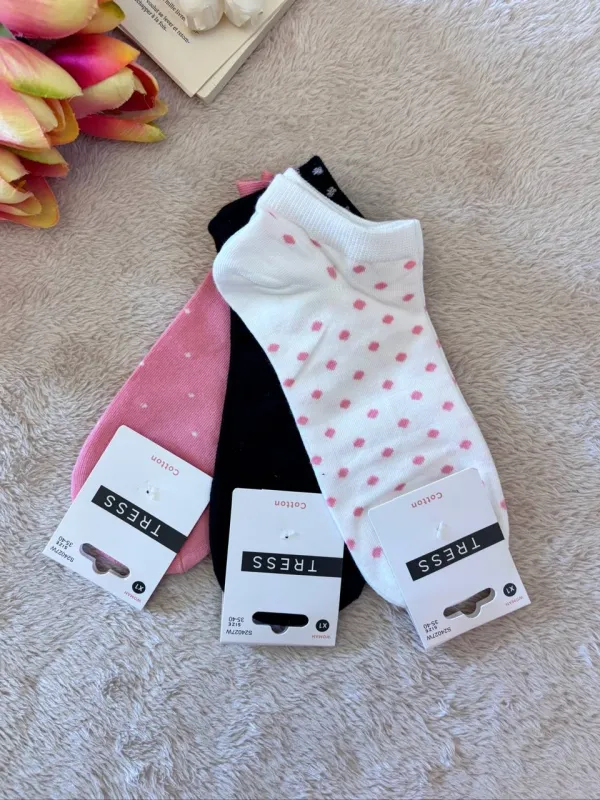 Chaussettes sans coutures unies paillettes vert et rose