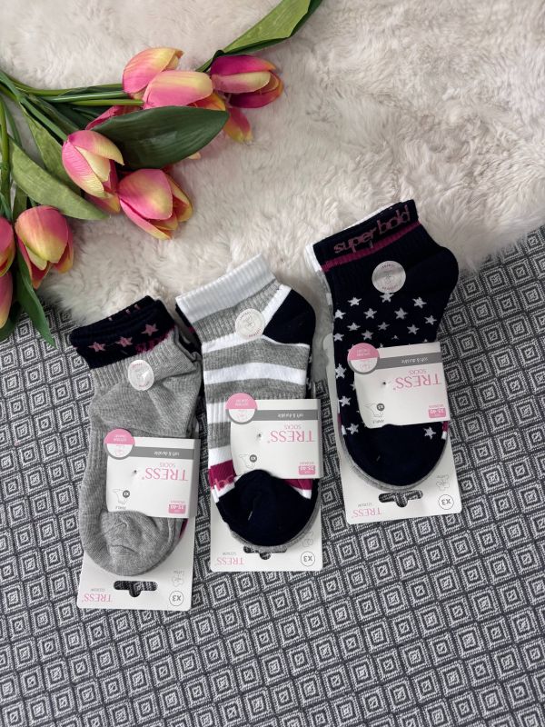 Lot De 3 Paires De Chaussettes Femme Sincère - Rose Et Grises - Taille 37/41 - Coton Bio